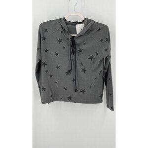 Olivaceous Grey Star Hooded Long Sleeve Shirt  Size S  Lightweight Lace Up